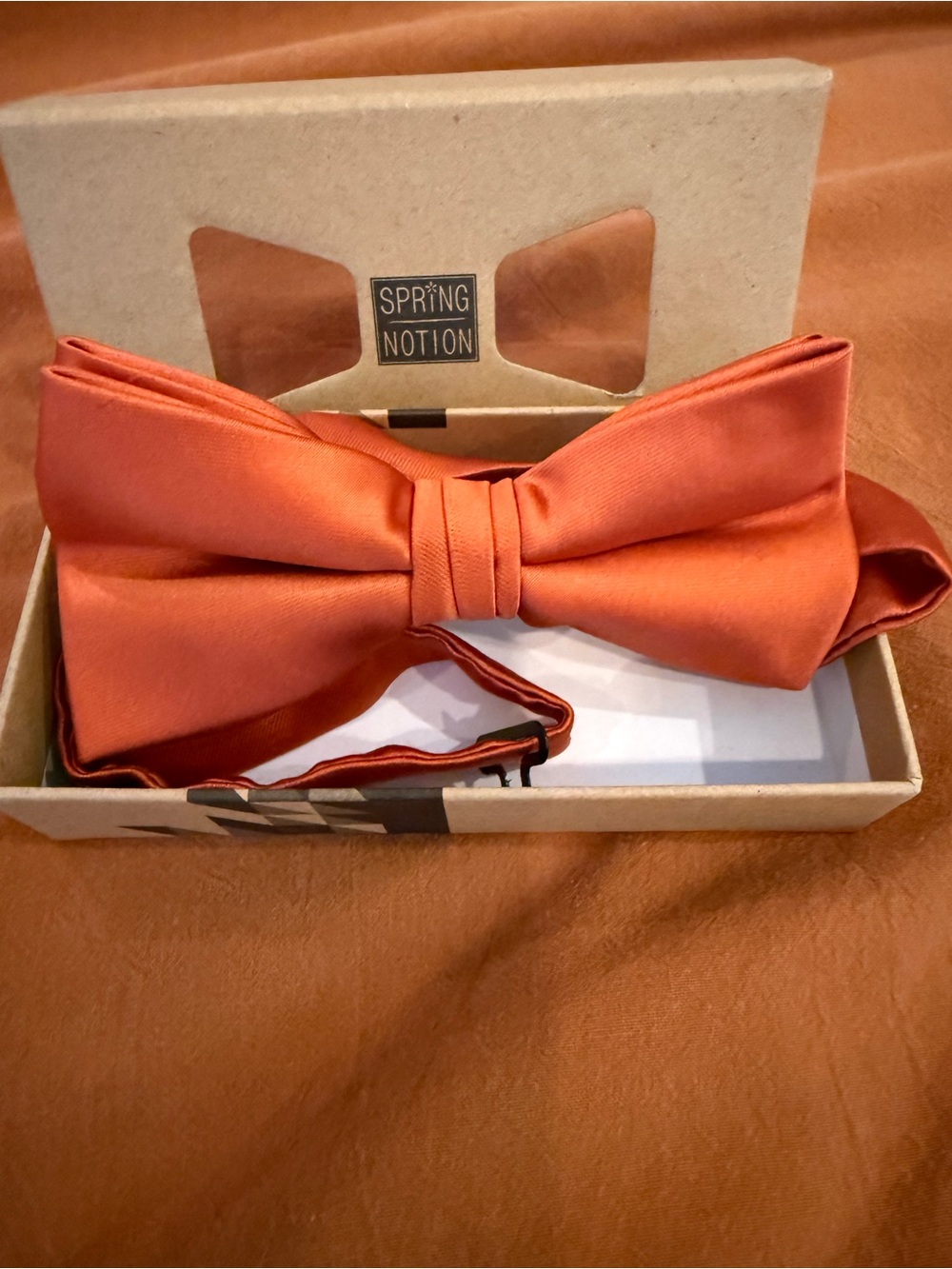 Spring Notion Men's Rust Orange Satin Bow Tie